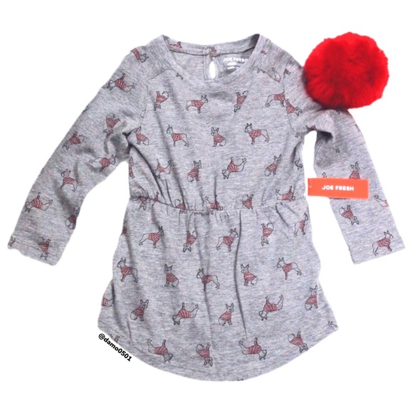 NWT Joe Fresh Girls Bull Terrier Dog Print Dress - Picture 2 of 10